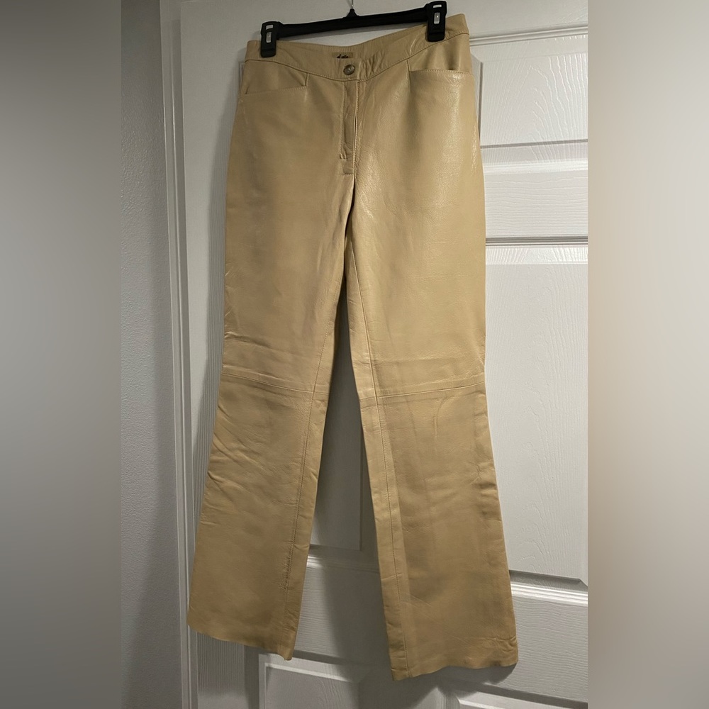 Di Vita genuine leather straight pants beige 6